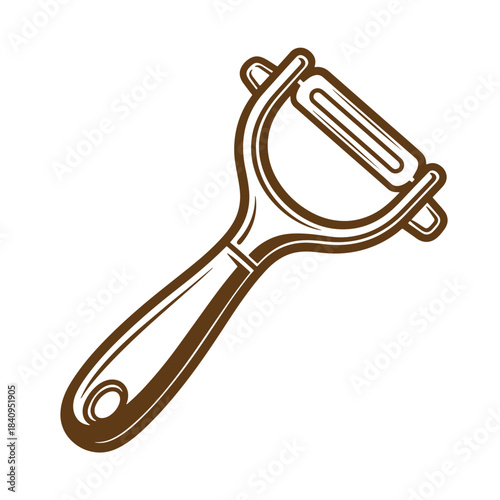 Vector illustration of a kitchen vegetable peeler in a classic sketch vintage style