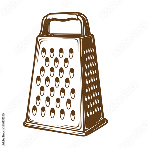 Vector illustration of a vintage kitchen grater with detailed sketch style and appearance