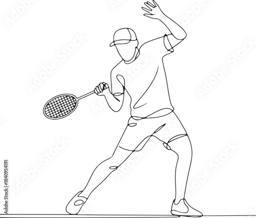 Continuous line illustration of an attacker swinging a left handed spike