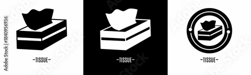 Tissue logo set. Collection of black and white logos. Stock vector.
