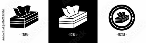 Tissue logo set. Collection of black and white logos. Stock vector.