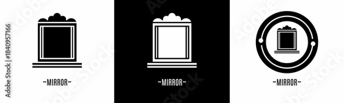 Mirror logo set. Collection of black and white logos. Stock vector.