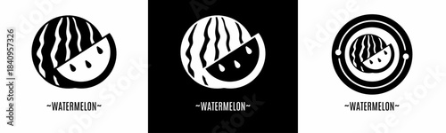 Watermelon logo set. Collection of black and white logos. Stock vector.