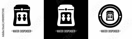 Water dispenser logo set. Collection of black and white logos. Stock vector.