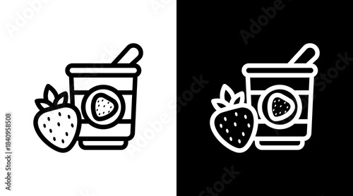 Yogurt With Icon Set Design
