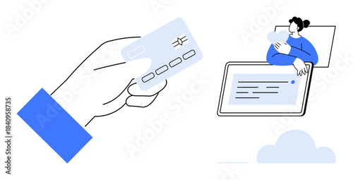 Digital payment concept. Visuals of credit card usage and online transaction processes emphasizing security. Digital payment for e-commerce, fintech, mobile banking, and contactless shopping