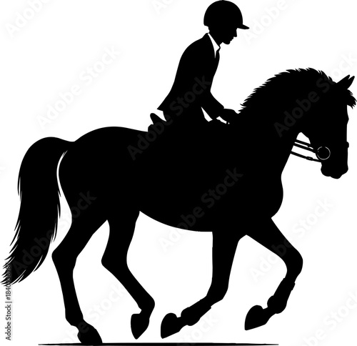 Equestrian Horse Rider Silhouette – Dressage and Riding Vector Illustration