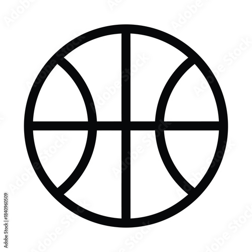 Simple Black Outline Icon of a Basketball sport game