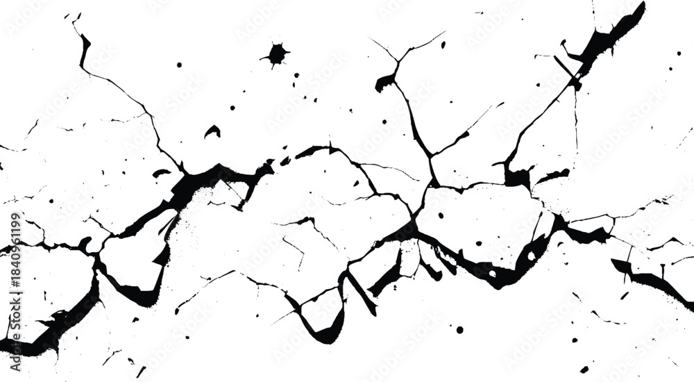 Obraz premium Cracks on the concrete wall. Cracks isolated on white background. Texture for overlay. Wall Background. For designers to apply texture cracks to objects.
