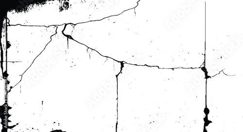 a black and white vintage of cracked concrete scribble effect, old wall background crack vector, grunge texture, Fractured texture ground. eps10