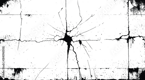 Abstract grunge black and white distressed crack wall texture background