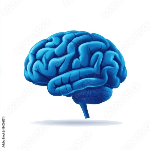Vibrant Blue Brain Illustration Symbolizing Creativity and Intelligence