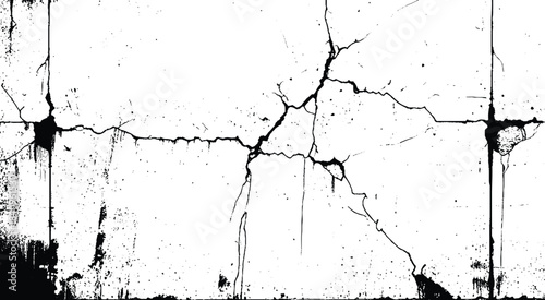 Crack and scratched grunge dust wall urban background texture vector. crack cement wall texture. black textured grainy cracked ground lines isolated on white. distressed overlay grainy texture.