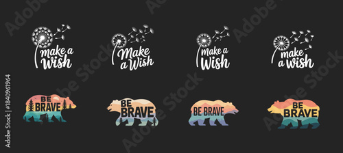 Make A Wish Dandelion And Be Brave Bear Silhouettes seeds blowing