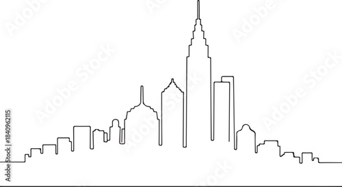 Continuous Line Skyline with Stair Stepped Decreasing Heights Minimal Artistic Illustration