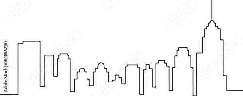 Continuous Line Skyline with Stair Stepped Decreasing Heights Minimal Artistic Illustration