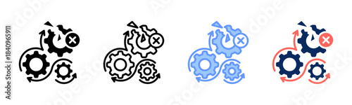 Breakdown icon set multiple style collection