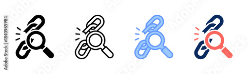 Weak Chain icon set multiple style collection
