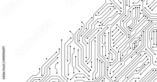 Circuit Board Hi Technology Grayscale Vector illustration