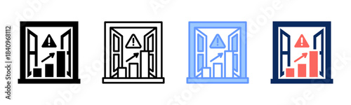 Risk Window icon set multiple style collection