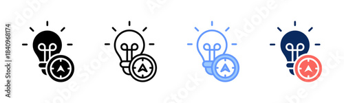 Insight Compass icon set multiple style collection