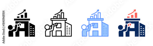 Business Scope icon set multiple style collection