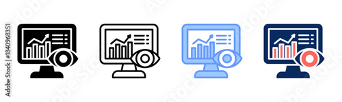 Data Vision icon set multiple style collection