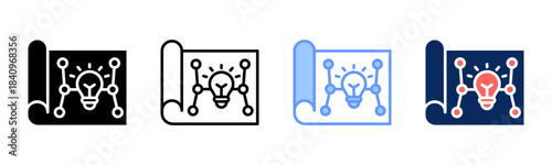 Insight Mapping icon set multiple style collection