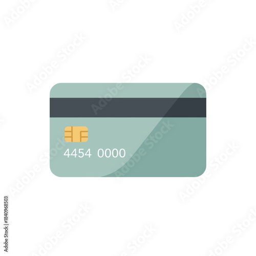 Flat Design Credit Card Illustration with Chip and Magnetic Stripe Detail.