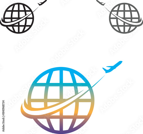 Global Globe With Air Plane Icon Symbolizing Travel, Connectivity, and Global Reach
