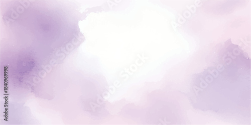 Abstract watercolor background of blue sky and fluffy white clouds with copy space