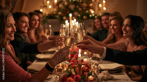 Toasting with_elegant crystal champagne glasses
