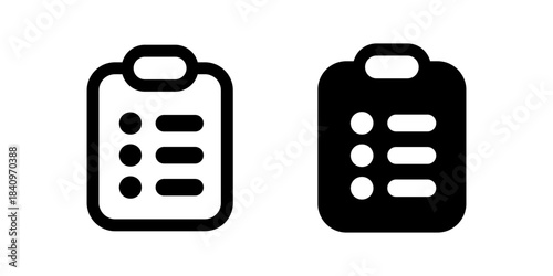 Clipboard checklist icon set for task management and to-do lists, outlining important steps and completed items. minimalist design.