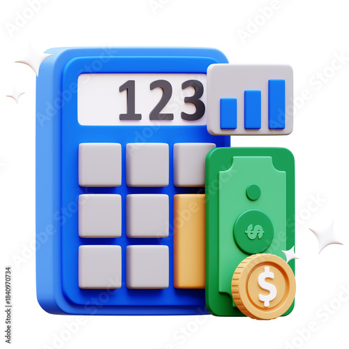3D Budget Calculator Finance Illustration