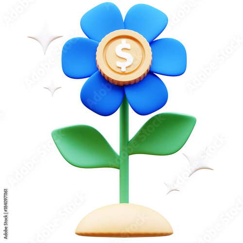 3D Investment Growth Illustration