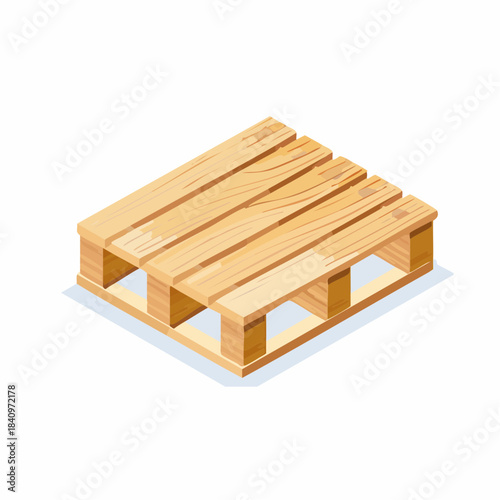 Wooden shipping pallet in isometric view, a sturdy platform for goods transport and storage