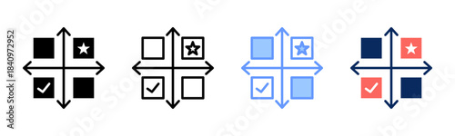 Decision Matrix icon set multiple style collection