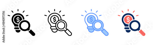 Value Lens icon set multiple style collection