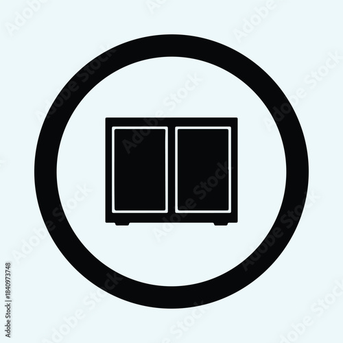 Vector Minimalist two door storage cabinet furniture appliance icon silhouette Illustration