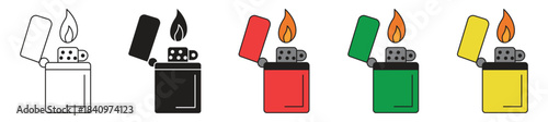  Lighter icon set, vector illustration of lighter icons with white background.