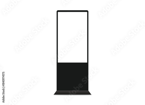 Blank vertical digital kiosk stand mockup for indoor advertising display vector.