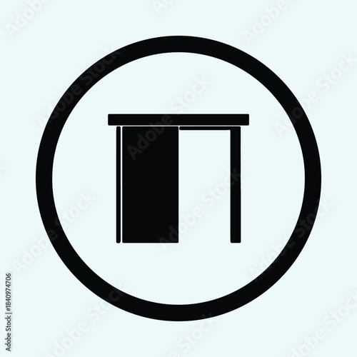 Vector Sliding door closet wardrobe furniture interior house repair symbol silhouette Illustration