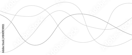 Abstract black lines wave curve motion on white background. Thin wavy line abstract background wave line horizontal divider outline minimalist background.