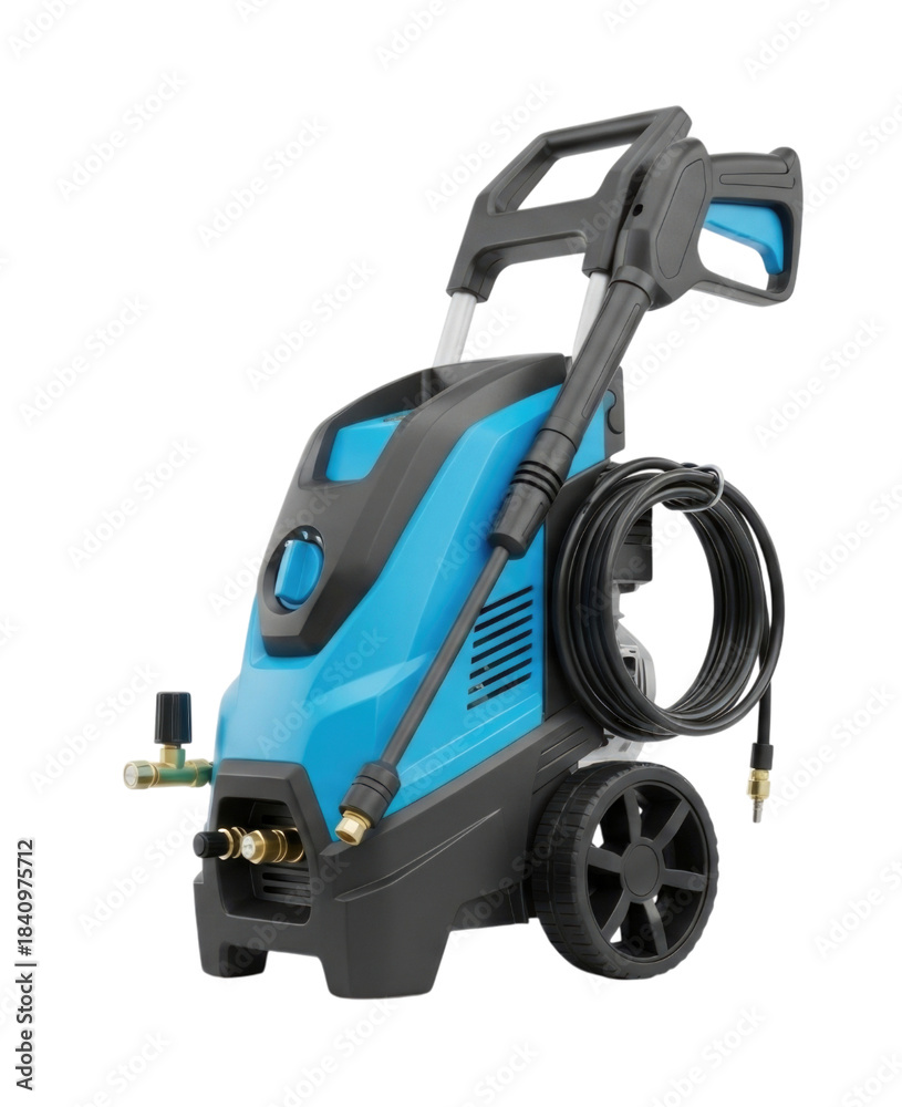 Fototapeta premium Blue and black pressure washer transparent background cutout png