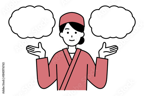 2つの選択肢を提案する和食屋の女性店員