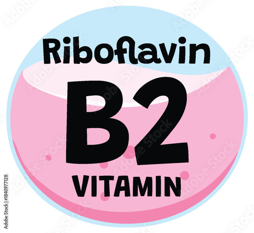 Vitamin B2 Riboflavin Icon in Flat Vector Style