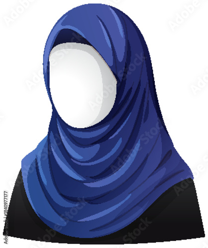 Faceless Woman in Blue Hijab Vector Portrait