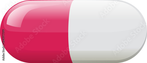 Red and White Vitamin Capsule Vector Illustration