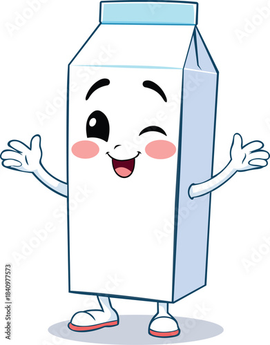 Smiling milk cartoon character mascot