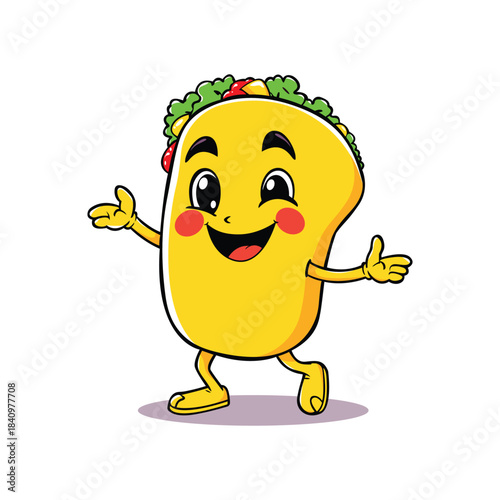 happy taco character mascot vector